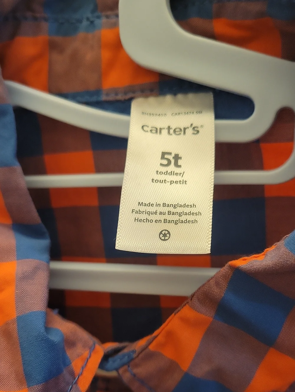 Carter's Orange and Blue Plaid Button-Down Shirt 5T